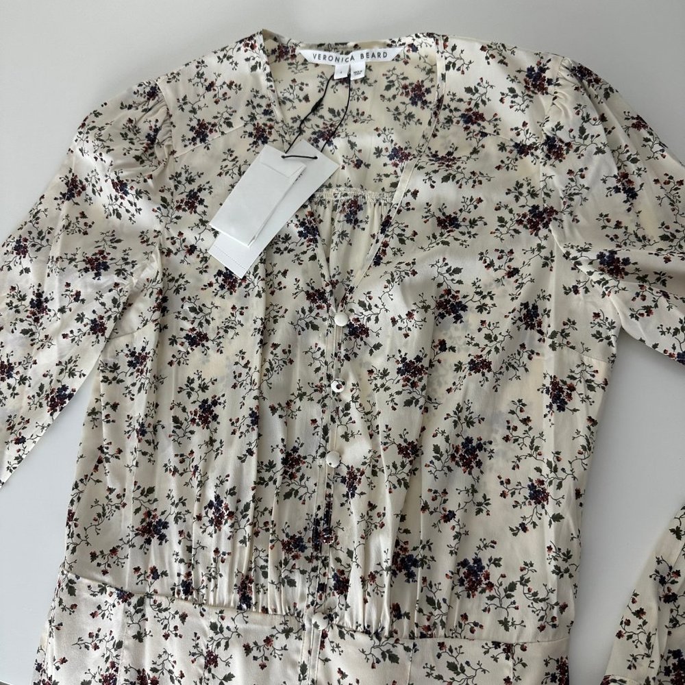 VERONICA BEARD Riggins Floral Dress In Whitestone Multi - Picture 6 of 8